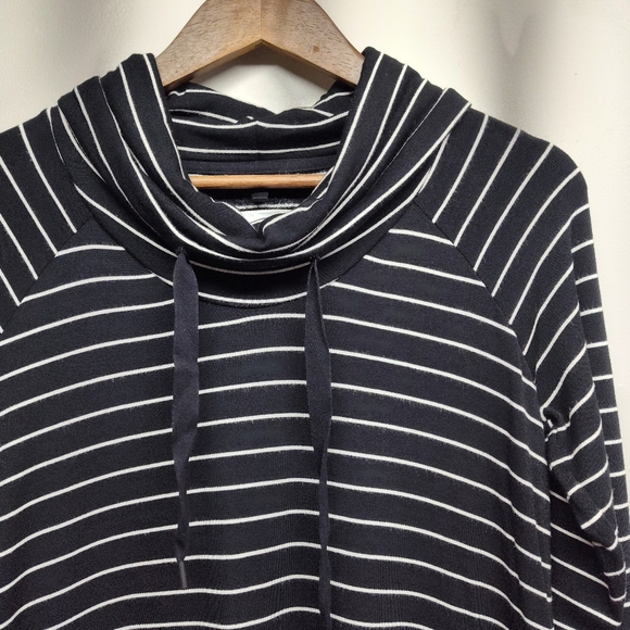 Lou & Grey Shirt Dress Women Size S Black White Stripes Long Sleeve Fall Casual - Picture 2 of 7